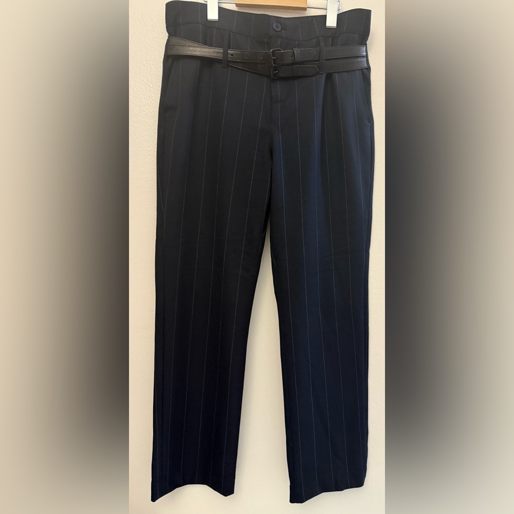 RTA Straight Leg Navy Silver Striped Pants Women’s Sz S
